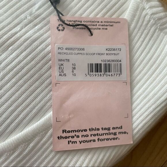 NWT Missguided Recycled Cupped Scoop Front Bodysuit in White Size 6 - Picture 7 of 7